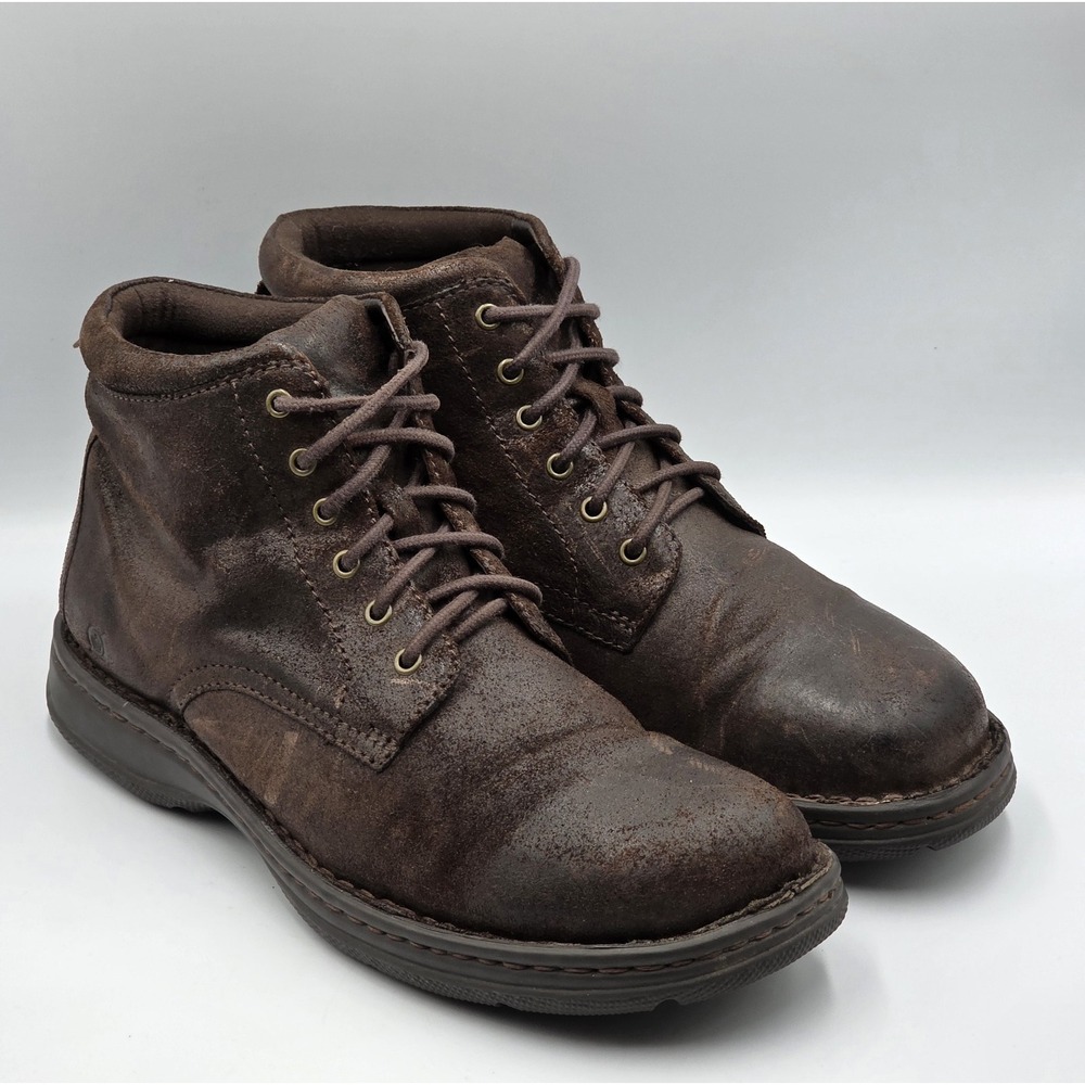 Børn Axe II Mens 10.5 Lace Up Boots Brown Distressed Leather Comfort Work Boot